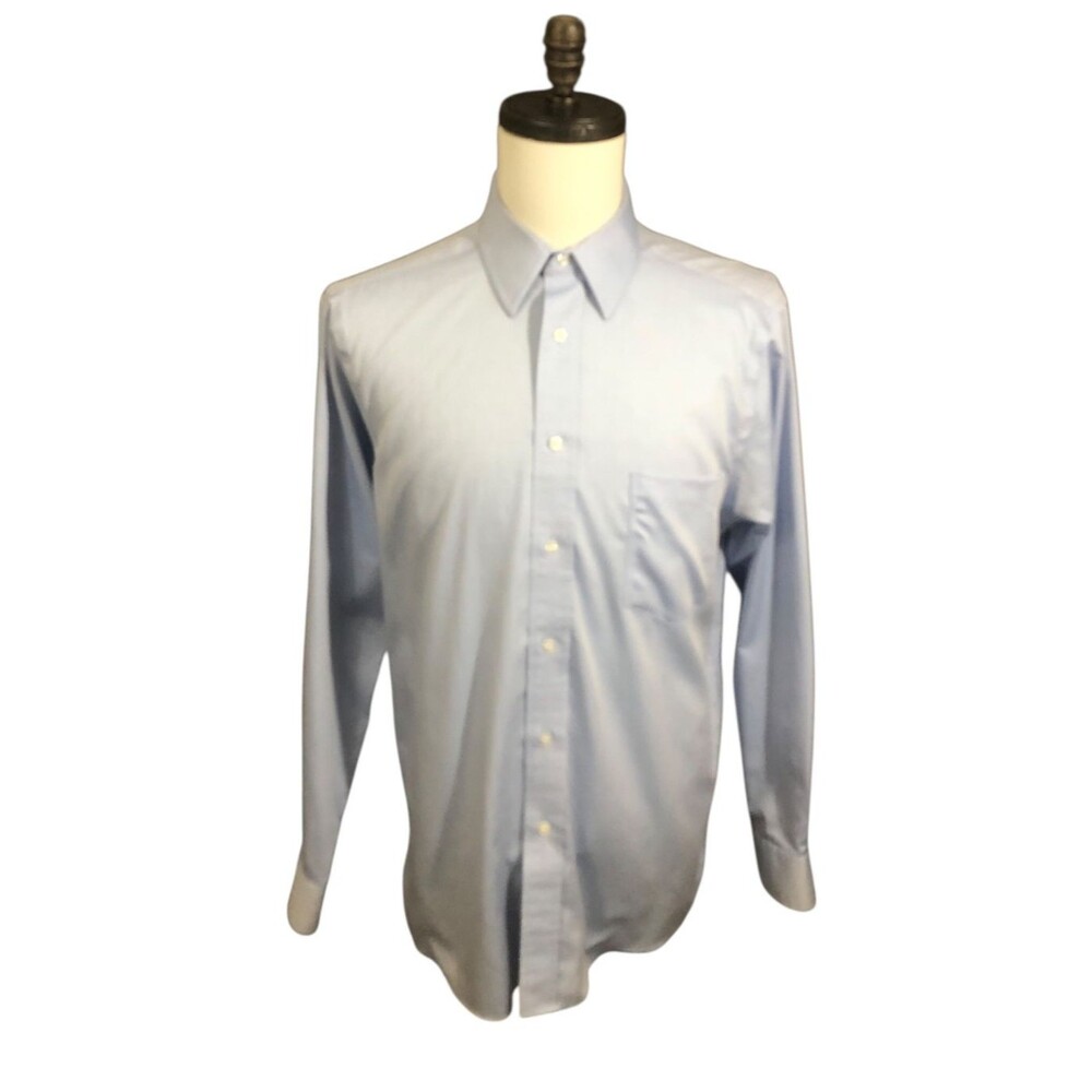 Eagle Shirtmakers Blue Dress Shirt 16 34/35 Regular Fit Stretch Collar